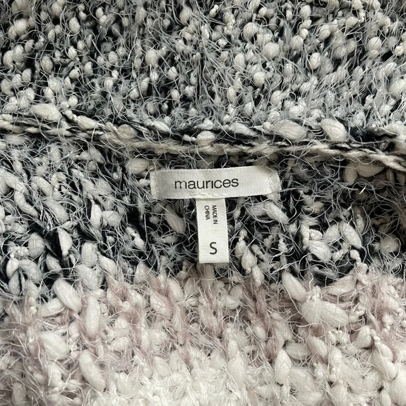 Maurices Gray Striped Soft Eyelash Open Front Cardigan Small Women’s - Picture 9 of 11